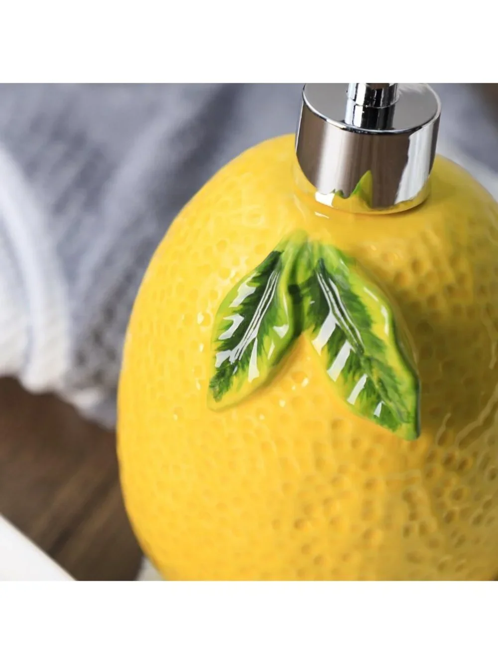 Large Capacity Ceramic Lemon Soap Dispenser with Pump for Bathroom & Kitchen